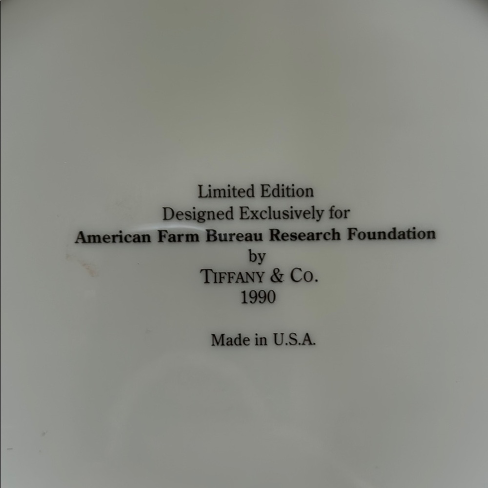 VINTAGE 1990 Tiffany & Co. American Farm Bureau Collector Plate - Picture 3 of 6